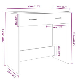 Bureau Sonoma gris 80x40x75 cm Bois d'ingénierie