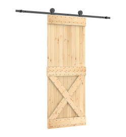 Porte coulissante et kit de quincaillerie 80x210 cm pin massif