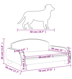 Lit pour chien gris foncé 70x45x30 cm tissu