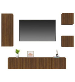 Ensemble de meubles TV 5 pcs Chêne marron Bois d'ingénierie