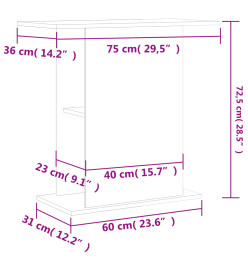 Support pour aquarium noir 36x75x72,5 cm bois d'ingénierie