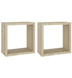 Étagères cube murales 2 pcs Chêne sonoma 30x15x30 cm