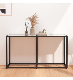 Table console Marbre blanc 140x35x75,5 cm Verre trempé