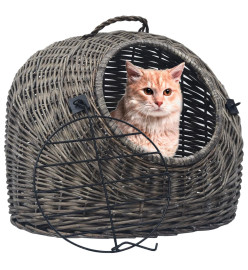 Cage de transport pour chats Gris 60x45x45 cm Saule naturel