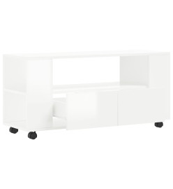 Meuble TV blanc brillant 102x34,5x43 cm bois d'ingénierie