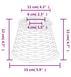 Abat-jour de plafonnier blanc Ø15x12 cm osier