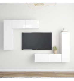 Ensemble de meubles TV 4 pcs Blanc brillant Aggloméré