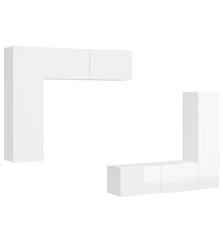 Ensemble de meubles TV 4 pcs Blanc brillant Aggloméré