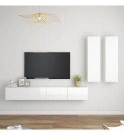 Ensemble de meubles TV 4 pcs Blanc brillant Aggloméré