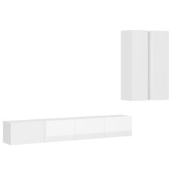 Ensemble de meubles TV 4 pcs Blanc brillant Aggloméré