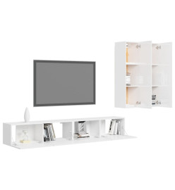 Ensemble de meubles TV 4 pcs Blanc brillant Aggloméré