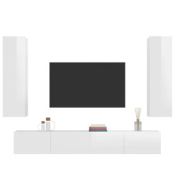 Ensemble de meubles TV 4 pcs Blanc brillant Bois d'ingénierie