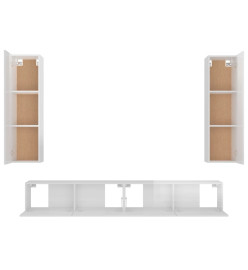 Ensemble de meubles TV 4 pcs Blanc brillant Bois d'ingénierie