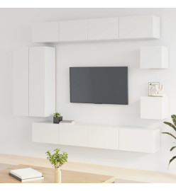 Ensemble de meubles TV 8 pcs Blanc brillant Bois d'ingénierie