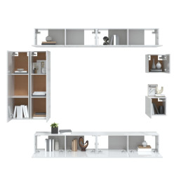 Ensemble de meubles TV 8 pcs Blanc brillant Bois d'ingénierie