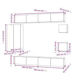 Ensemble de meubles TV 8 pcs Blanc brillant Bois d'ingénierie