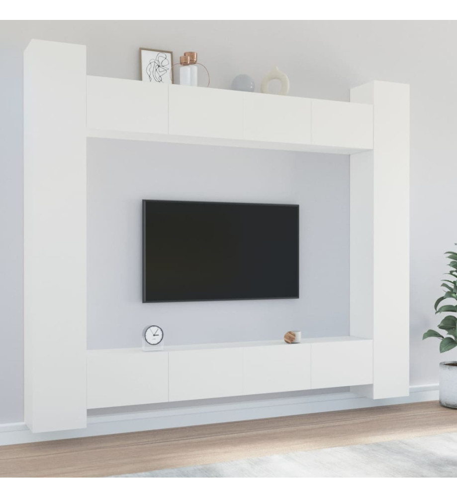 Ensemble de meubles TV 8 pcs Blanc Bois d'ingénierie