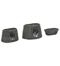 Jeu de panier pour chats 3 pcs avec coussins Gris 47x34x60 cm