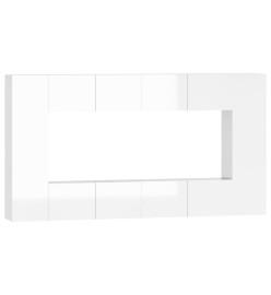 Ensemble de meubles TV 8 pcs Blanc brillant Bois d'ingénierie