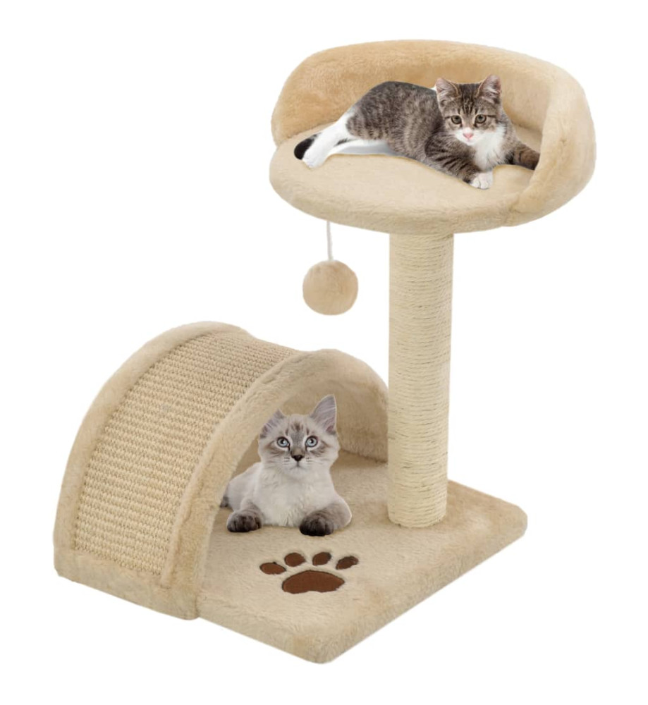 Arbre à chat avec griffoir en sisal 40 cm Beige et Marron