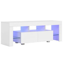 Meuble TV avec lumière LED Blanc brillant 130 x 35 x 45 cm