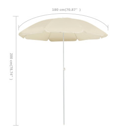 Parasol d'extérieur avec mât en acier Sable 180 cm