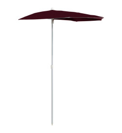 Demi-parasol de jardin avec mât 180x90 cm Rouge bordeaux