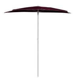 Demi-parasol de jardin avec mât 180x90 cm Rouge bordeaux