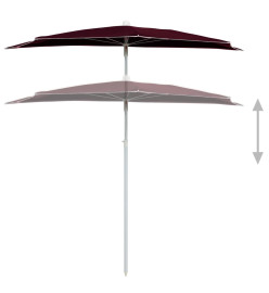 Demi-parasol de jardin avec mât 180x90 cm Rouge bordeaux