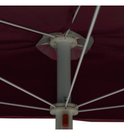 Demi-parasol de jardin avec mât 180x90 cm Rouge bordeaux