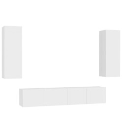 Ensemble de meubles TV 4 pcs Blanc Aggloméré