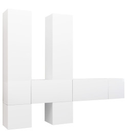 Ensemble de meuble TV 7 pcs Blanc Aggloméré