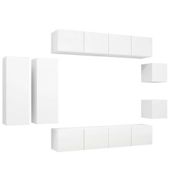 Ensemble de meuble TV 8 pcs Blanc Aggloméré