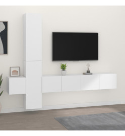 Ensemble de meubles TV 5 pcs Blanc Bois d'ingénierie