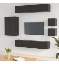 Ensemble de meubles TV 8 pcs Noir Bois d'ingénierie