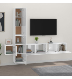 Ensemble de meubles TV 5 pcs Blanc brillant Bois d'ingénierie