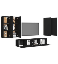 Ensemble de meuble TV 6 pcs Noir Aggloméré