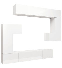 Ensemble de meuble TV 8 pcs Blanc brillant Aggloméré