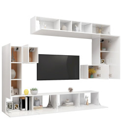 Ensemble de meuble TV 8 pcs Blanc brillant Aggloméré