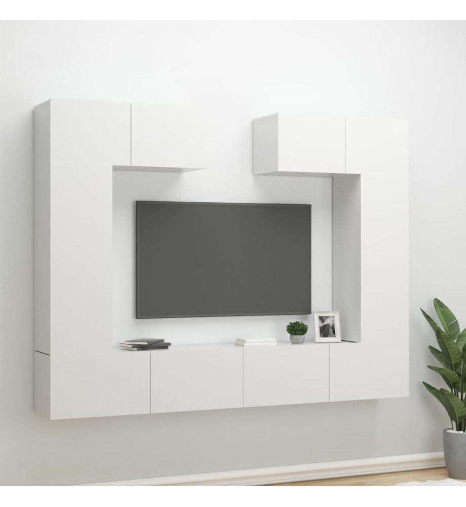 Ensemble de meubles TV 6 pcs Blanc brillant Bois d'ingénierie