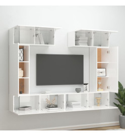 Ensemble de meubles TV 6 pcs Blanc brillant Bois d'ingénierie