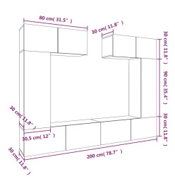 Ensemble de meubles TV 6 pcs Blanc brillant Bois d'ingénierie