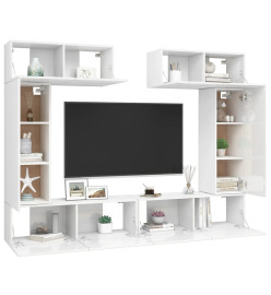 Ensemble de meuble TV 6 pcs Blanc brillant Aggloméré