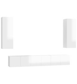 Ensemble de meubles TV 5 pcs Blanc brillant Aggloméré