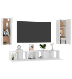 Ensemble de meubles TV 5 pcs Blanc brillant Aggloméré