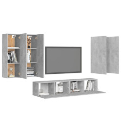 Ensemble de meuble TV 6 pcs Gris béton Aggloméré