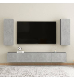 Ensemble de meubles TV 4 pcs Gris béton Aggloméré