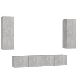 Ensemble de meubles TV 4 pcs Gris béton Aggloméré