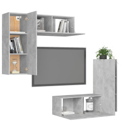 Ensemble de meubles TV 4 pcs Gris béton Aggloméré