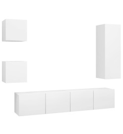 Ensemble de meuble TV 5 pcs Blanc Aggloméré